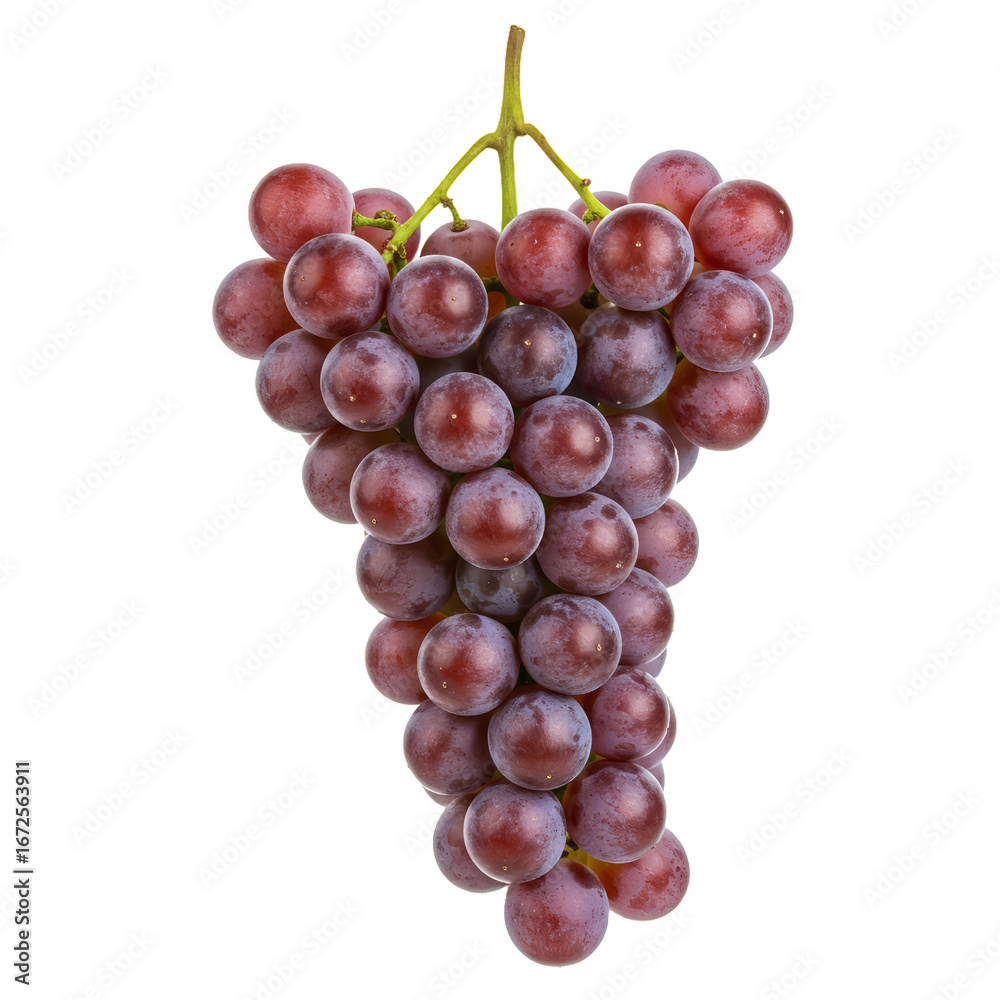 Fototapeta premium grapes bunch. Red grapes with leaves isolated on white background