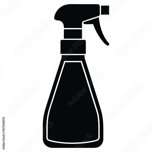 Black Silhouette Of A Trigger Spray Bottle On White Background trigger sprayer cleaning