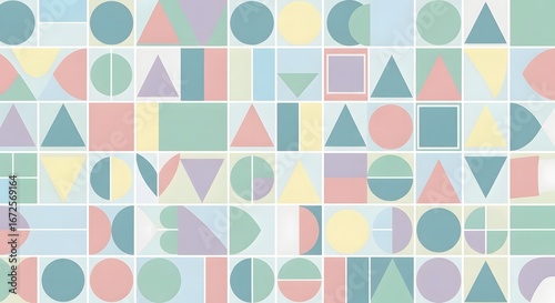 Wallpaper Mural Pastel Geometric Shapes Pattern Background Abstract Design. Torontodigital.ca