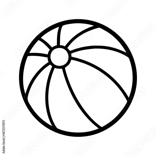 Outline drawing of beach ball for summer fun and games vector illustration graphic design