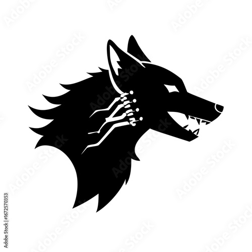 black and white Cyberpunk Fox Icon