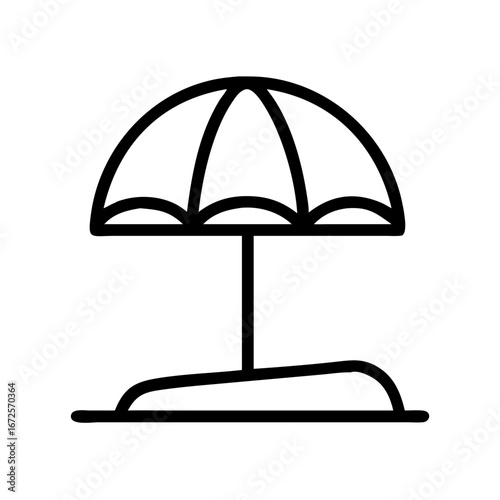 Beach umbrella vector icon summer vacation parasol symbol sunshade design simple outline illustration