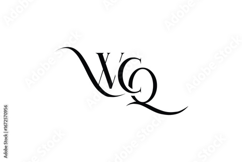 Initial WCQ creative letter logo design. Elegant Monogram Logo Design with Decorative Elements and Typography