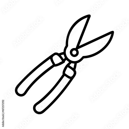 Illustration of garden pruning shears for plants and trees with comfortable grip handles tool