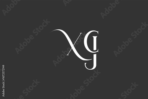 Initial XCJ creative letter logo design. Elegant Monogram Logo Design with Decorative Elements and Typography