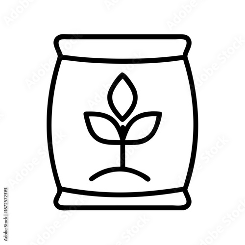 Illustration of fertilizer bag for plant growth and soil health improvement in agriculture use