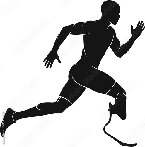 Vector of Paralympic Athlete running with prosthetic leg