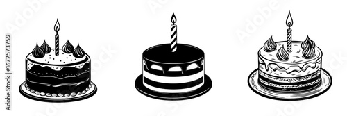 The Birthday Cake Icon is a simple yet celebratory representation of a layered cake with three candles, ideal for use on websites, apps, and social media, conveying a sense of joy and festivity