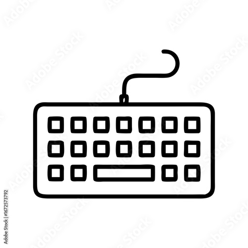 Outline computer keyboard vector graphic for typing and data entry device illustration design element