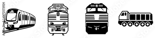 The Black and White Train Icon represents a steam train on tracks in a simple yet powerful black and white silhouette, ideal for themes related to transportation, travel, and adventure