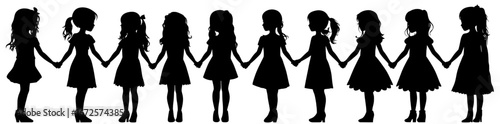 Wallpaper Mural Unity is symbolized by the silhouette of a row of children clasping each other's hands Torontodigital.ca