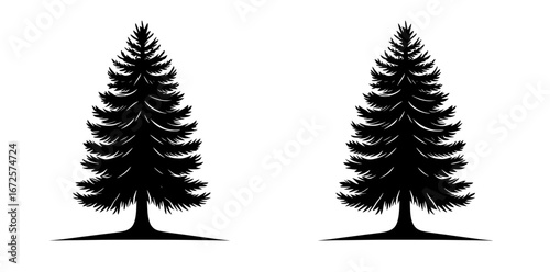Stylized pine tree illustrations in black and white are available from Pine Tree Icons, perfect for use in logo designs, seasonal branding, or nature-themed projects