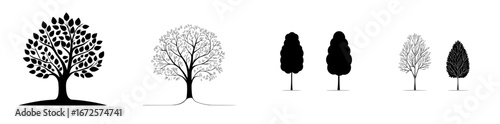 The Simple Tree Icon features a minimalist design in black and white, making it perfect for incorporation into branding, website design, and digital assets, where it can symbolize growth and nature