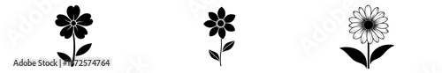 This set of two minimalist flower icons, known as the Floral Icon Set, combines elegant simplicity with versatility
