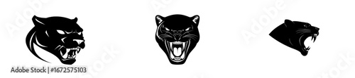 A minimalist black silhouette of a roaring panther's head exudes boldness and ferocity