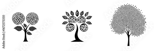 The Symbolic Tree of Growth is represented by a minimalist and stylized tree illustration that features a full crown of leaves and fruit, symbolizing growth, abundance, and prosperity