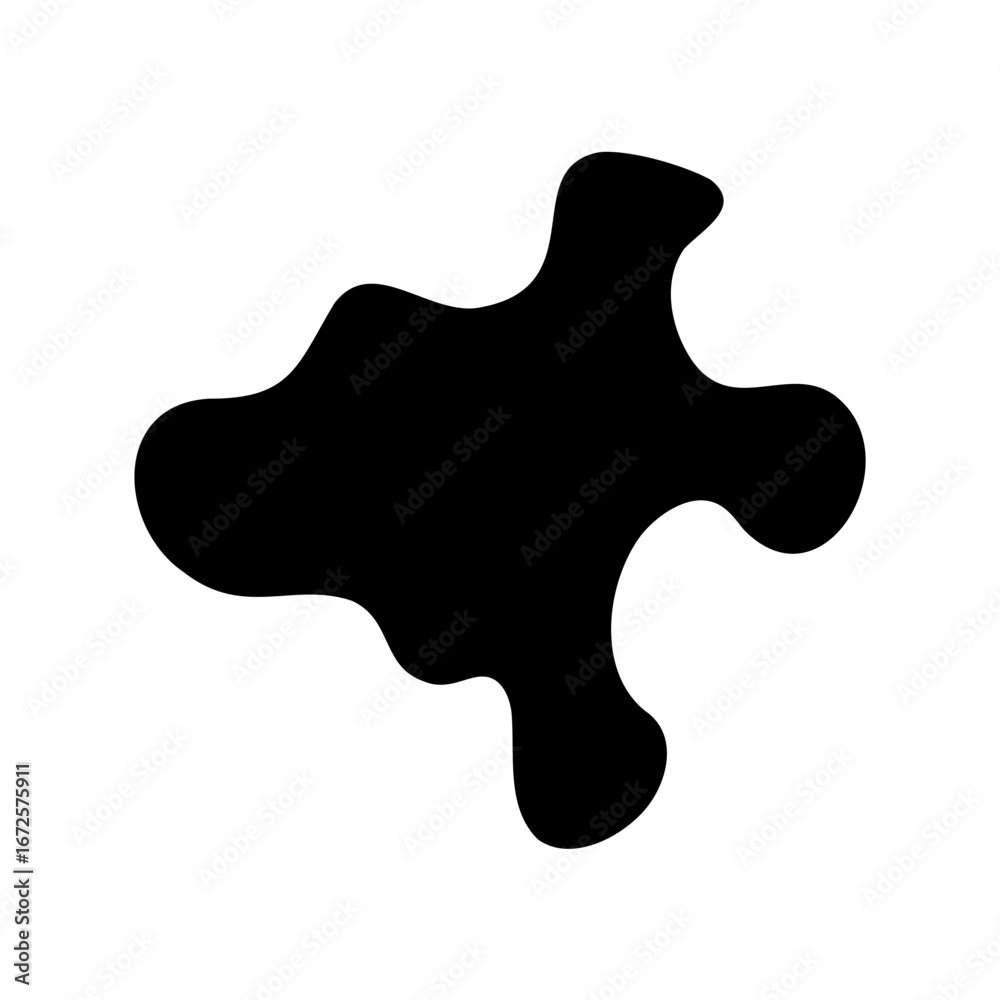 Obraz premium Isolated asymmetrical black blob on a white background, organic ink blot
