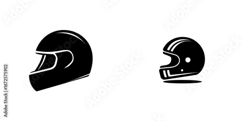 The Retro Motorcycle Helmet Icon is a modern black and white icon depicting a classic motorcycle helmet, suitable for incorporation into websites, apps, or design-related endeavors