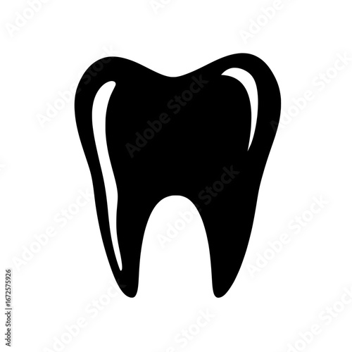 A simple black silhouette of a healthy tooth, the Healthy Tooth Icon is perfect for incorporating into dental designs, brochures, and websites