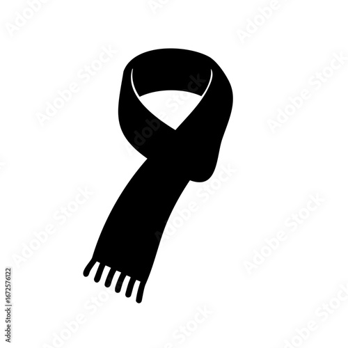 Silhouette of a long, black scarf, suitable for winter warmth and style