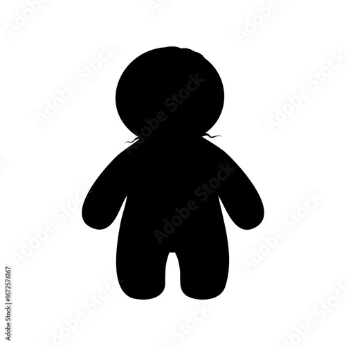 Silhouette of a Cute Ragdoll Figure Against a Plain White Background