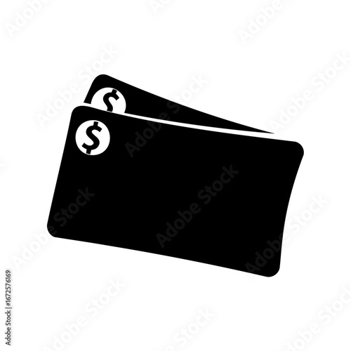 Two black cards with dollar signs illustrating money or a bank card
