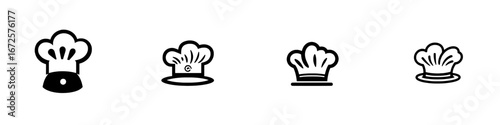The Chef Hat Icon represents culinary expertise and gourmet cuisine through a minimalist black chef's hat design, ideal for use in restaurant menus, cooking blogs, and food-related designs