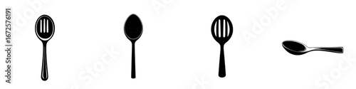 A clean and minimalist illustration of a simple teaspoon, perfect for culinary, kitchenware, or utensil related projects, is represented by the Simple Teaspoon Icon