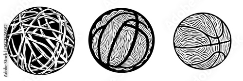 The Basketball Doodle Icon features a bold, black basketball with a hand-drawn, doodle-style look, ideal for sports-themed designs that require a playful and energetic vibe