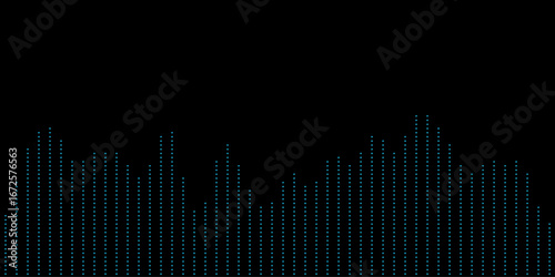 Dynamic blue dot matrix waves on black background.