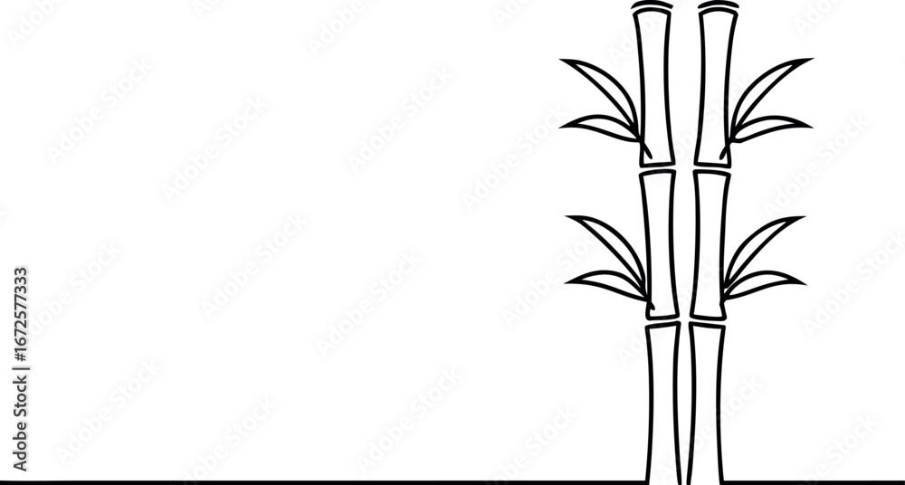  single continuous line art drawing of bamboo eps