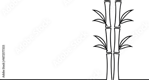  single continuous line art drawing of bamboo eps