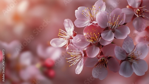 Cherry Blossoms Blooming in Springtime City Park Attracting Visitors Admiring...
