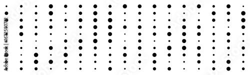 Monochrome dot matrix pattern with black circles on white background.