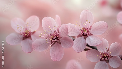 Cherry Blossoms Bloom During Springtime, Creating a Vibrant and Colorful Disp...
