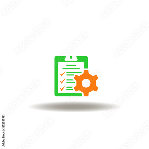 Vector illustration of checklist and pinion. Symbol of daily routine.