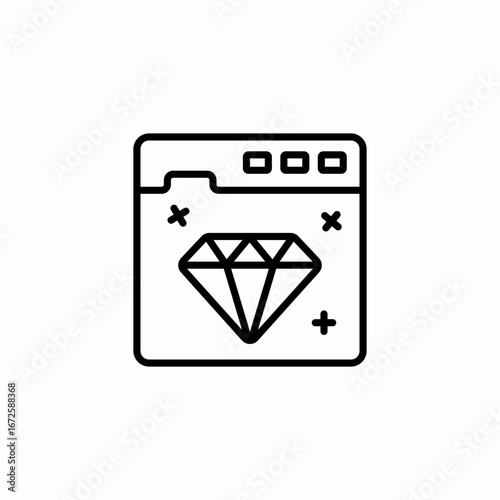 diamond search browser icon sign vector