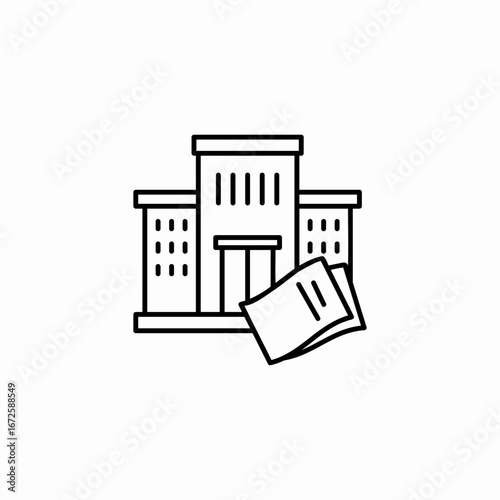 government building paper icon sign vector