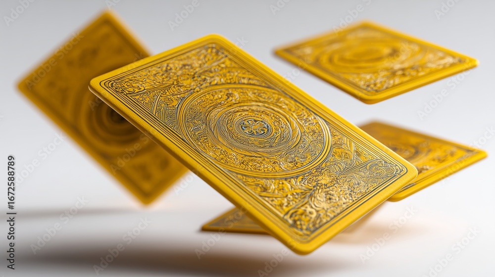 Fototapeta premium Ornate Gold Playing Cards in Motion