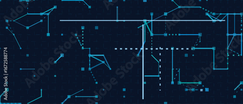 Abstract digital circuitry: futuristic vector tech background with geometric patterns.