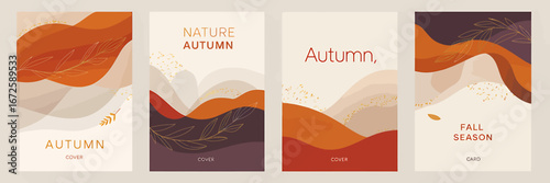 Elegant Autumn Themed Backgrounds Featuring Abstract Landscapes and Earthy Tones Perfect for Social Media and Website Design