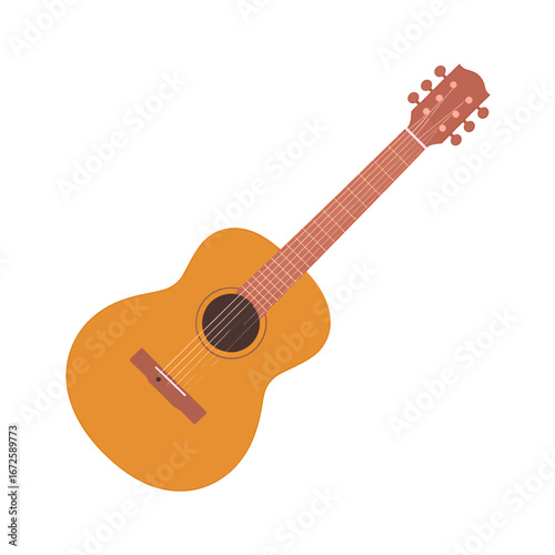 Acoustic guitar illustration on white background musical instrument string instrument guitar body sound hole neck and headstock