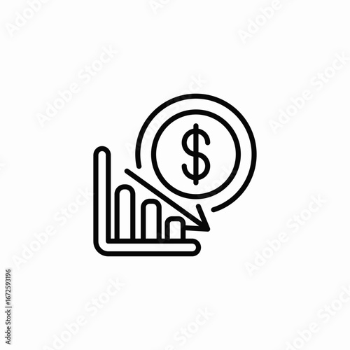 revenue decline icon sign vector