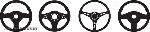 Vector Set of Car Steering Wheels – Retro and Modern Automotive Steering Wheel Icons Collection