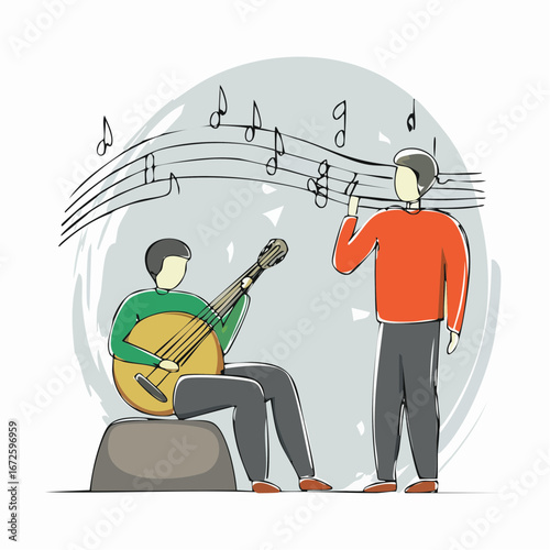 melodic exchange doodle music notes flow