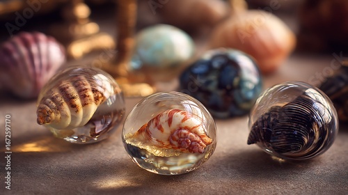 shells in glass balls