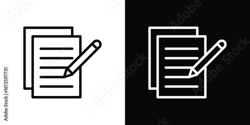 Writing icon. Vector linear icon isolated in black and white