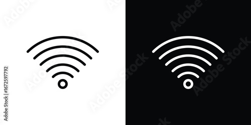 Wifi Signal icon. Vector linear icon isolated in black and white