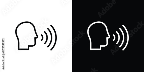 Voice icon. Vector linear icon isolated in black and white