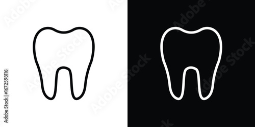Tooth icon. Vector linear icon isolated in black and white